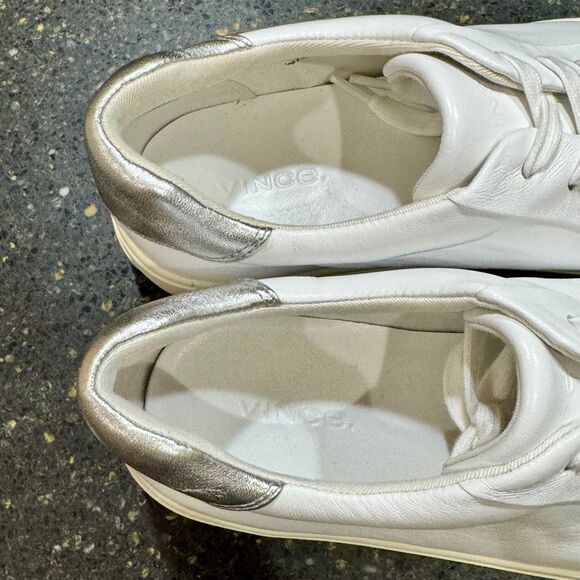 Vince Platform Leather Lace-Up Sneakers. White. 7.5 - Picture 7 of 9